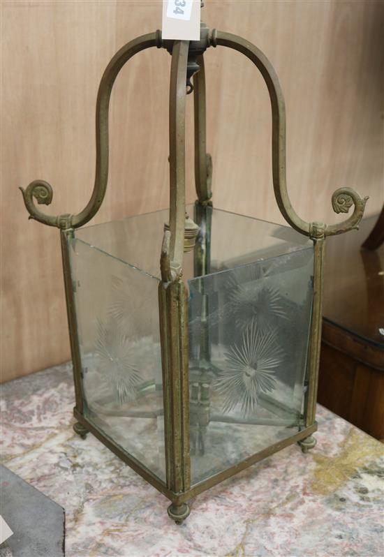 A brass hall lantern, H.120cm